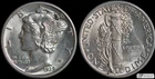 1939 D Mercury Dime, Almost Uncirculated+, Full Split Bands, FSB, Silver, C6596