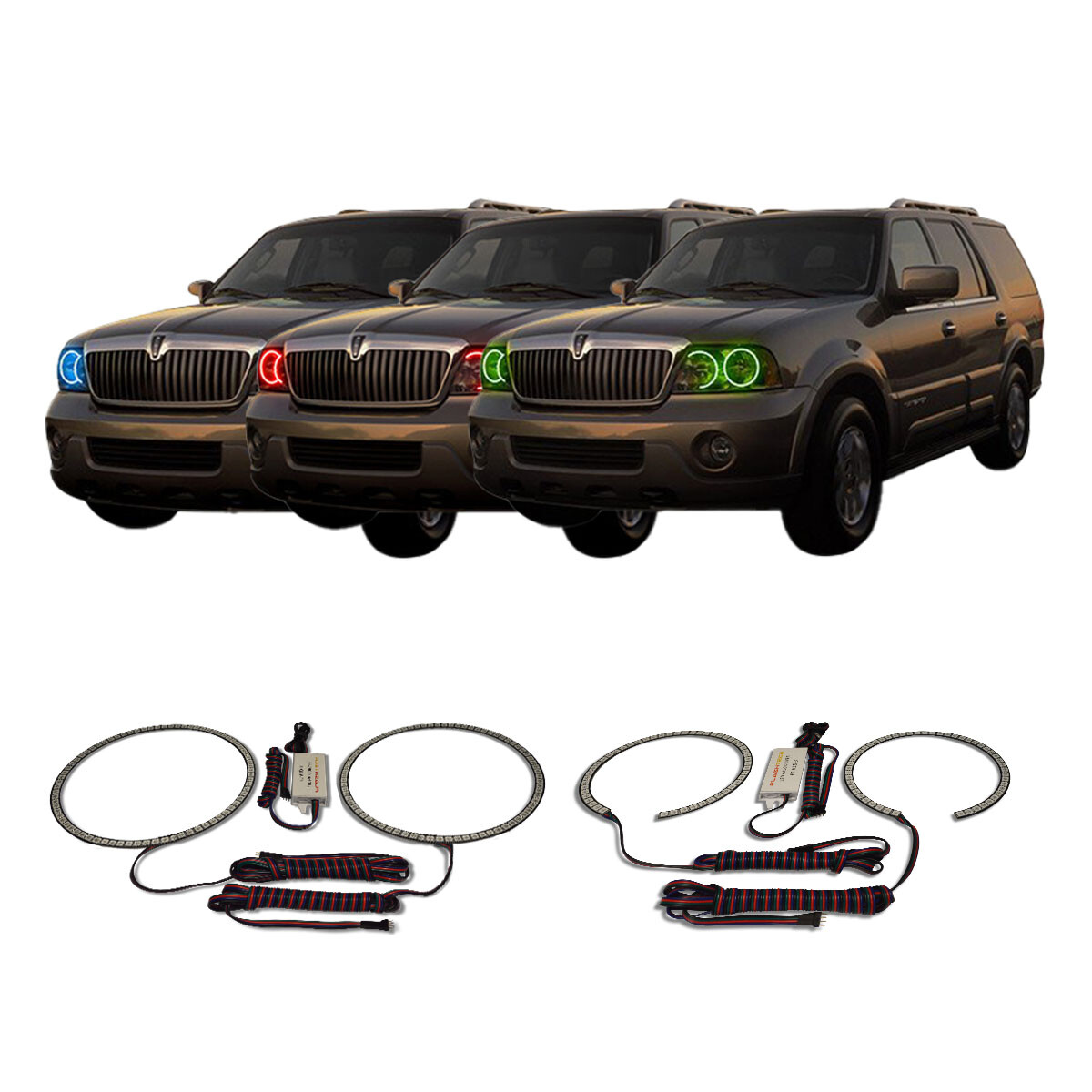 White Angel Eye LED Headlight Halo Ring Kit for 2003-2006 Lincoln LS Headlights | 12V White Angel Eye LED Headlight Halo Ring Kit for 2003-2006 Lincoln LS Headlights | 12V