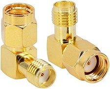 2Pcs RP SMA Adapter RP-SMA Male to SMA Female Right Angle RF Coaxial Connector