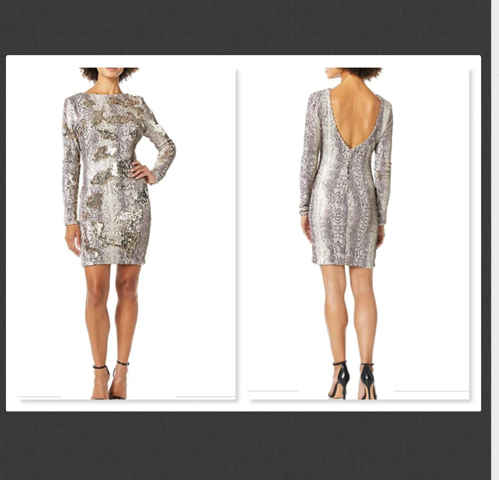 NWT Dress the Population Lola Dress in Python Gold Multi Size