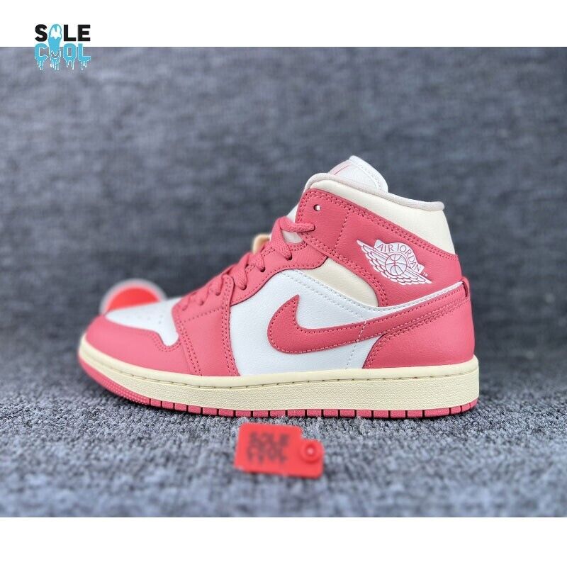Nike Air Jordan 1 Mid Pink Salt White Women's Shoes BQ6472 Nike Air Jordan 1 Mid Pink Salt White Women's Shoes BQ6472