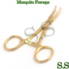 Hemostat Mosquito Forceps Full Gold Surgical 3.5" Curved
