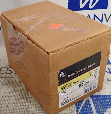 NEW GE Circuit Breaker TED134100WL 100A 3 Pole TED134100 480VAC 14kA @ 480V