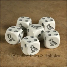 NEW 6 Seagull Game Dice Set Animal Bunco 16mm Bird D6