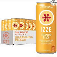 IZZE Sparkling Juice Beverage Blend, Peach, 8.4 FL OZ, 24 Cans