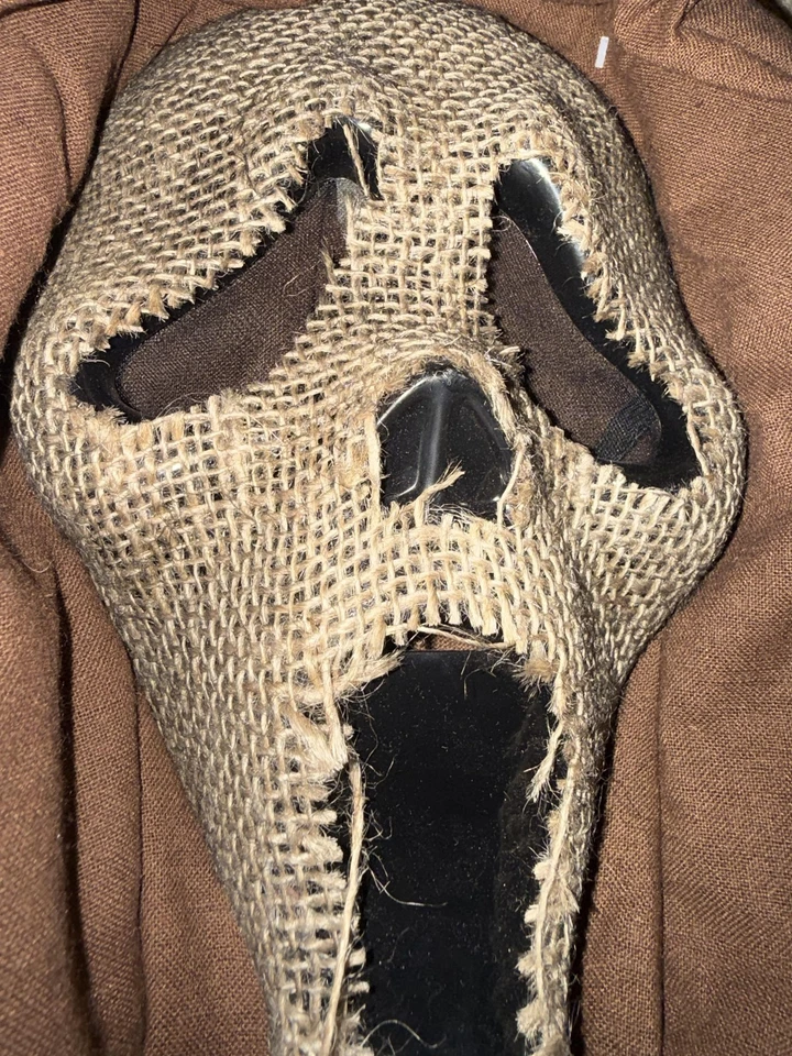 Ghost Face Scarecrow Mask Adult Brown Burlap Hood Spirit Halloween Scream Horror - Image 2 of 4