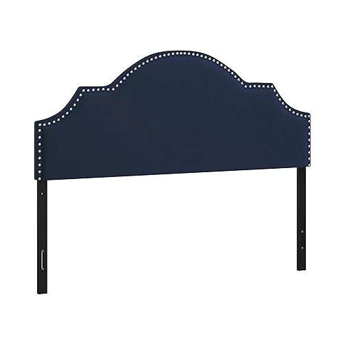 , Cabecero Ajustable Completo/Queen Tapizado Cynthia, Azul Marino Foto 2 de 4