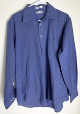 Pierre Cardin Blue Checkered Long Sleeve Button Down Men's Dress Shirt 16.5