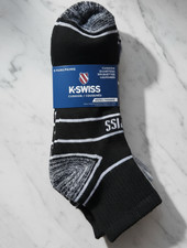 K-Swiss Men's 5 Pairs Cushion Quarter Socks Athletic Performance Grey Black NEW