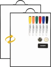 Small White Board - 16" X 12" Portable Black Aluminum 12"W x 16"H, Silver 