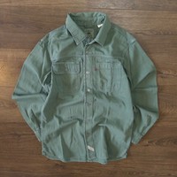 Levi's Sage Green Utility Work Shirt Authentic Button Military Long Sleeve Small