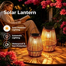 Solar Lanterns Outdoor, 2 Pack Solar Hanging Lantern Lights for Garden Patio  d