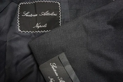Sartoria Attolini S100s Wool Solid Gray 2 Pc Suit Jacket Pants Sz 44 BRAND NEW - Image 1 of 4