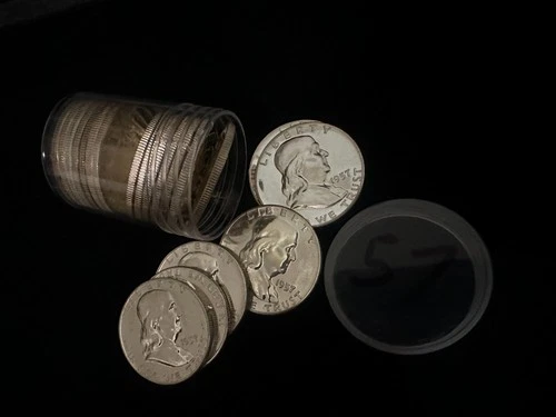 20 Coin Roll 1957 Franklin Half Dollar Proofs Brilliant SILVER PROOF