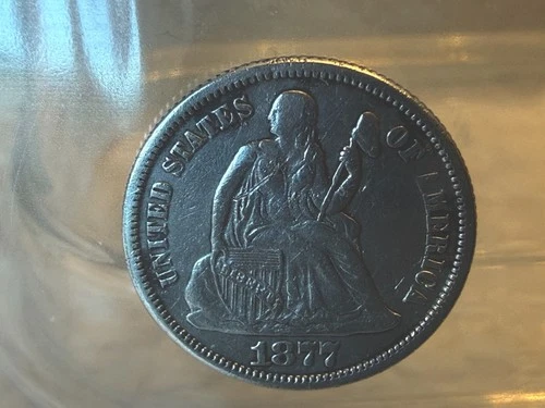 1877 Seated Liberty Dime Ungraded XF .90 Silver KM A92
