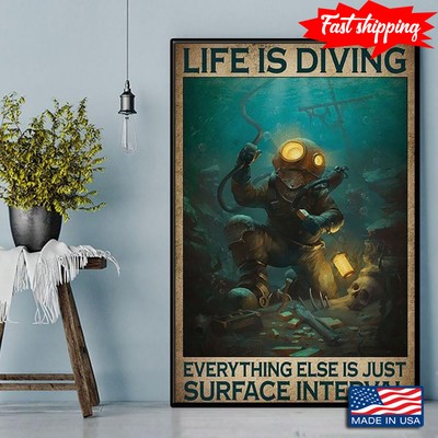 Vintage Diver Exploring A Deep-sea Shipwreck Life Is Diving Everything Else I...