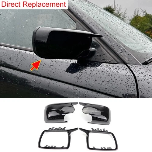 Left+Right Look Side Mirror Covers Replace For BMW X3 E83 2003-2010 Glossy Black