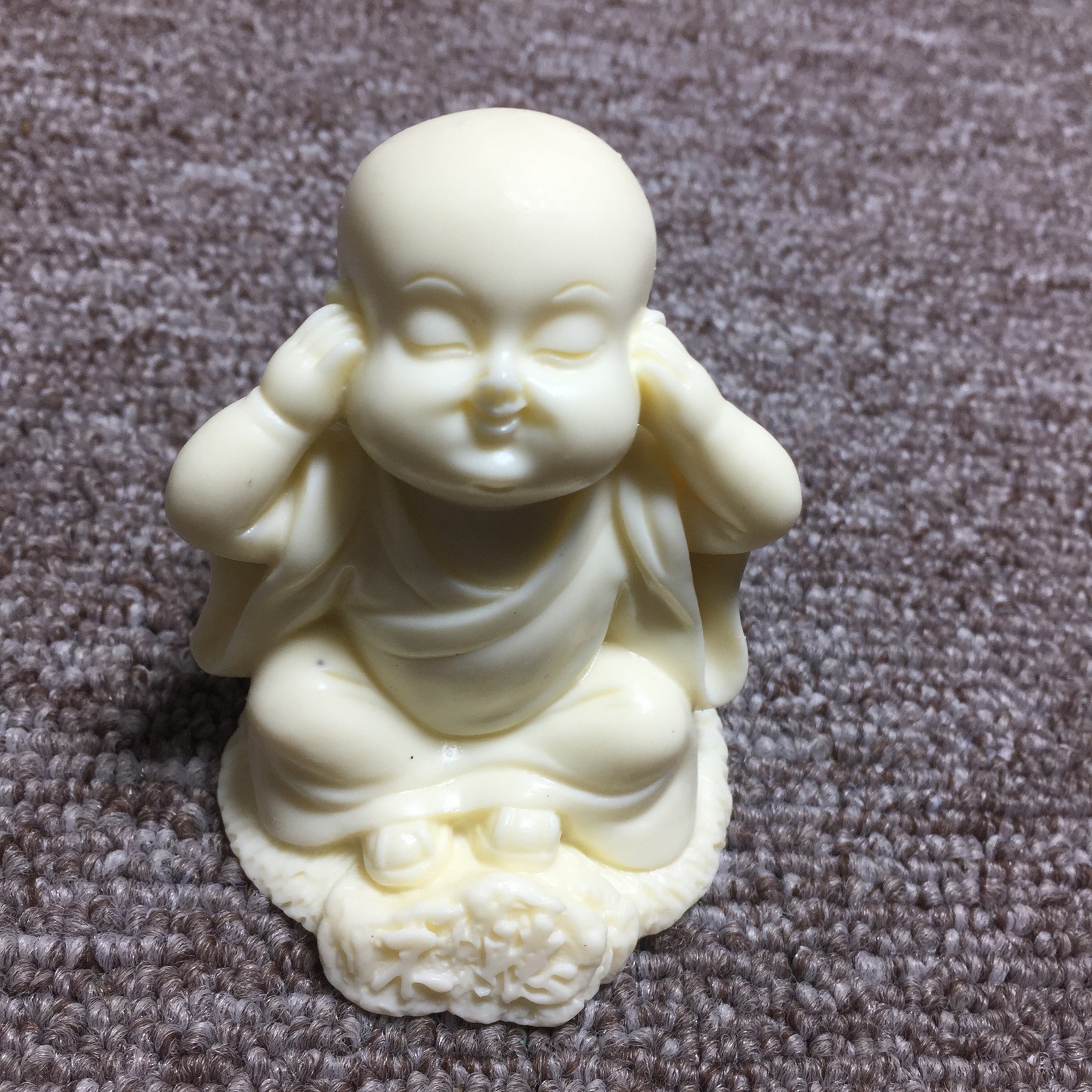 Natural Corozo Nut Quartz Crystal Hand-Carved Sanbu Monk Tea Pet 3PC Healing