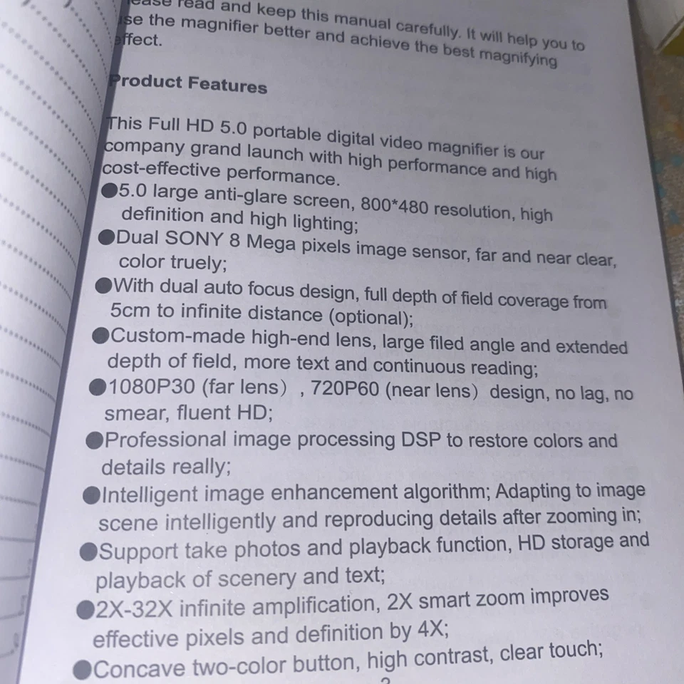 便携式数字视频放大镜 5 英寸高清彩色液晶屏 MY EYE 5hd 双镜头 — 第 4/4 张图片