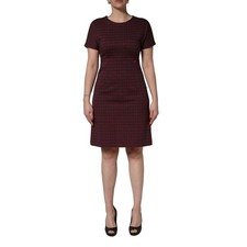DOLCE & GABBANA Dress Red Black Checkered ShortSleeve Sheath IT44/US10/L 1500usd