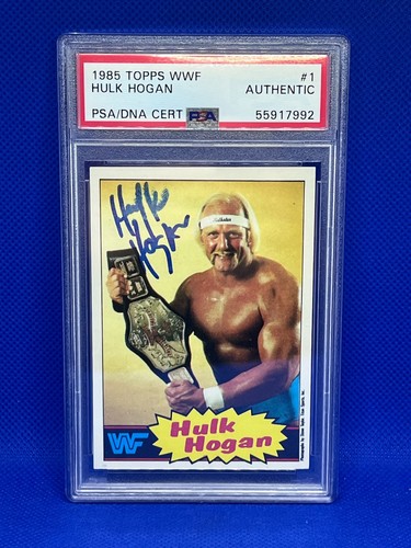 1985 Topps WWF #1 Hulk Hogan RC Signed Yellow Rookie PSA/DNA Authentic Autograph - Picture 3 of 5