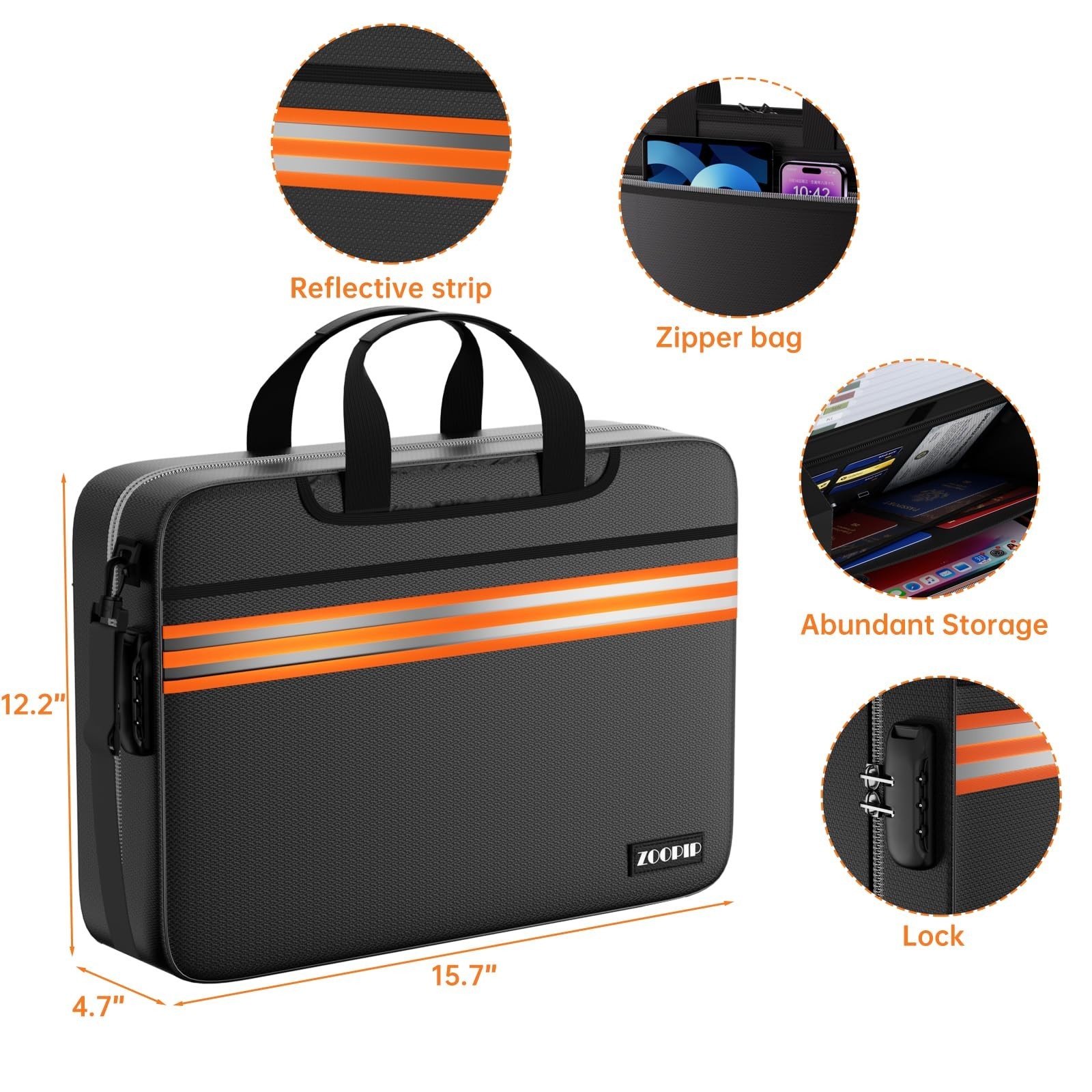 Accordion File Organizer with Lock,Fireproof Document Organizer Bag with Shou...