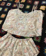 Vintage Victoria's Secret Gold Label Medium Floral Paisley Lingerie 2 Piece Set