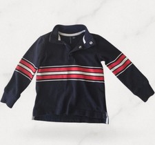 Janie and Jack Long Polo Sweater Navy Blue Red White 2T