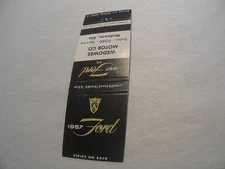 Wedowee Motor Co 1957 Ford Vintage Car Sales Wedowee Alabama Matchbook