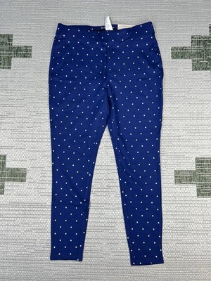Chicos Ponte Foiled Dot Legging Womens 8 Blue White Stretch Mid Rise Ankle New