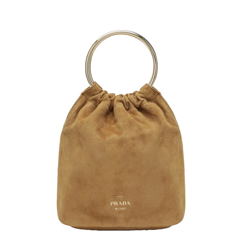 PRADA Cinnamon Suede Mini Bucket Bag New & Authentic
