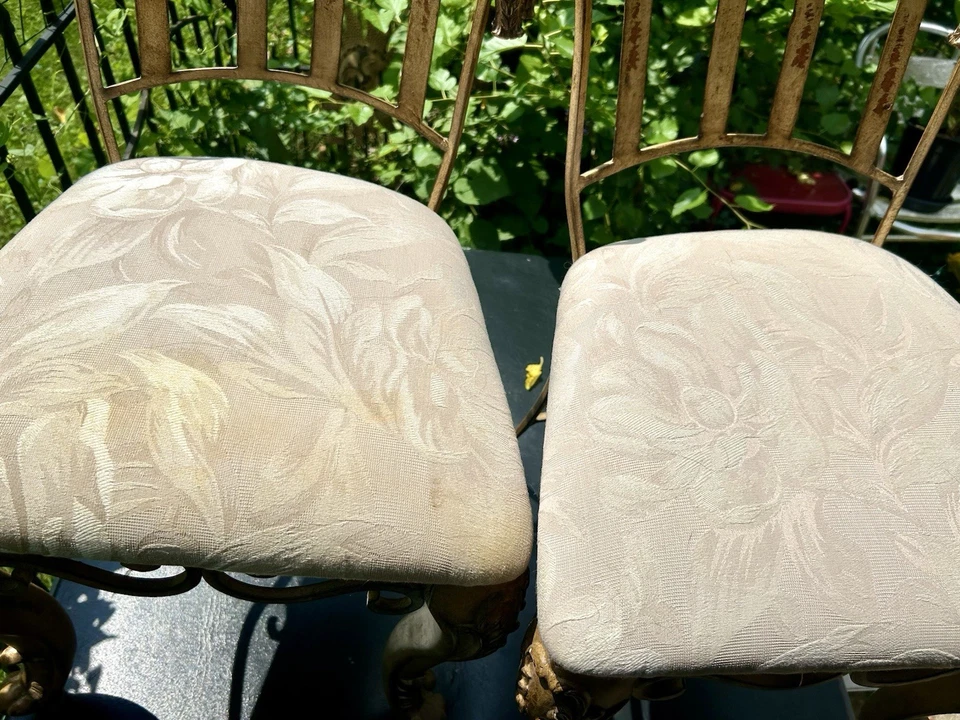 Vintage Pulaski Gold Cast Iron Chairs Rope Tassel Rococo Baroque Chair Set MCM - Image 4 of 4