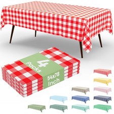 4 Packs 54 x 78 Inch Buffalo Disposable Table Cloth, Waterproof Plastic Table...