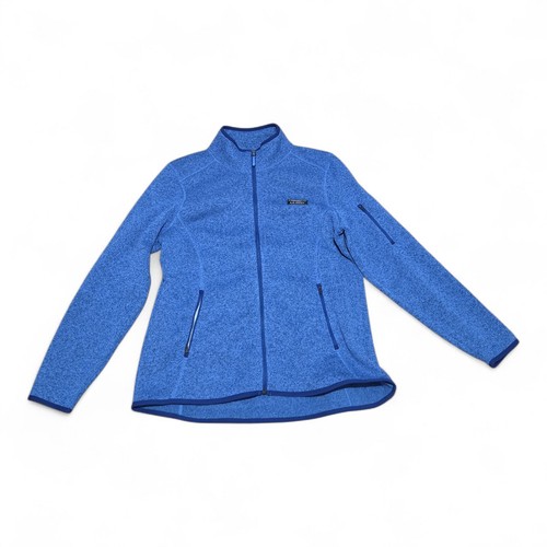 L.L. Bean Wm's Blue Heather Rugged Sweater Fleece Full Zip Jacket Sz L Petite 