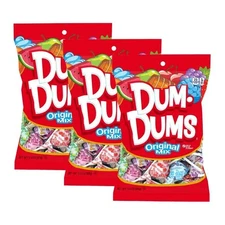 Dum Dums Lollipops Original Flavors Hard Candy Suckers 3.5 oz each- {3 BAGS}
