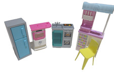 Lot 5 Mattel Barbie Ice Cream Shop  Stove  Sink  Ref  Chair Vtg Kitchen Set