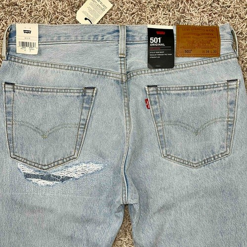 Jean homme Levi’s 501 original patchwork vieilli bleu clair taille 34x30 (neuf) - Photo 15/24
