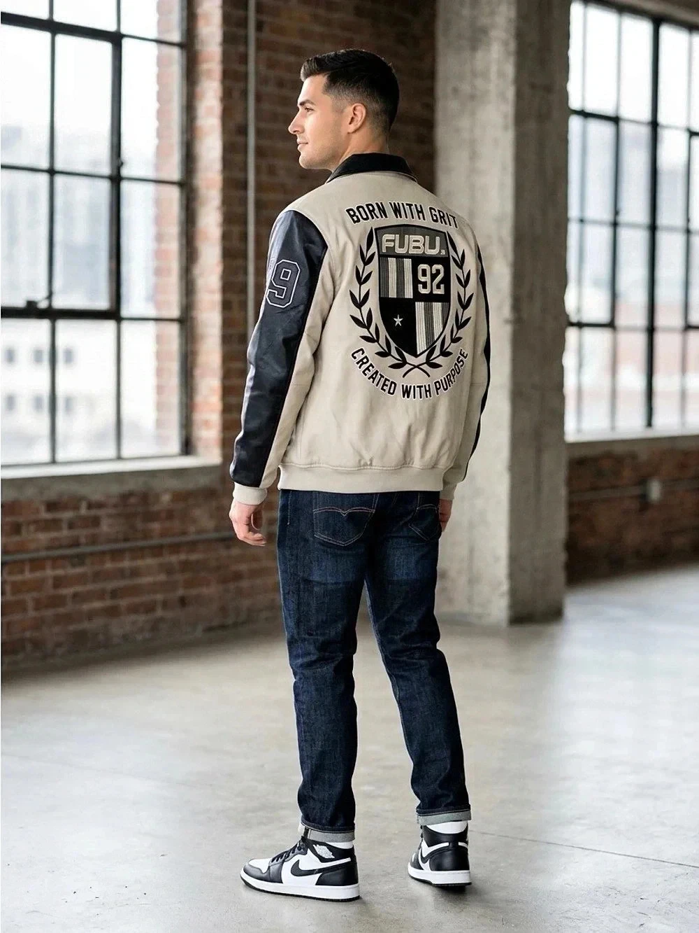 NEW FUBU Men's Bomber Varsity 92 Jacket Leather New York City Official 98810 image 2