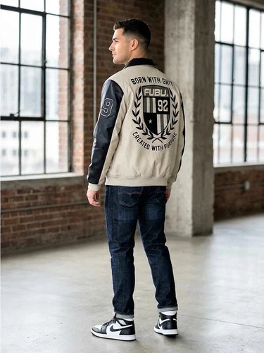 NEW FUBU Men's Bomber Varsity 92 Jacket Leather New York City Official 98810 image 2