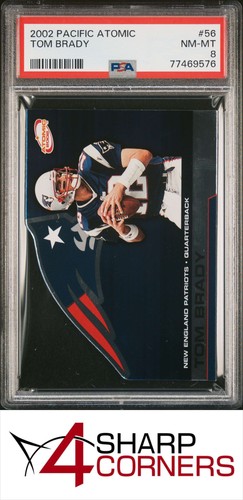 2002 PACIFIC ATOMIC #56 TOM BRADY PATRIOTS PSA 8