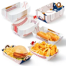 Large Baseball Food Plates - 36Pcs Sport Game Party Paper Food Serve Tray Gre...
