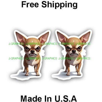 Angry Chihuahua (2) Pack Dog Get Back Off My Ass Vinyl Decal Sticker Pet Puppy A