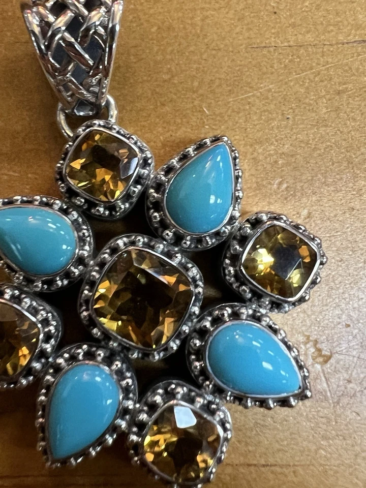 Colgante Lori Bonn plata de ley turquesa citrino Foto 4 de 4