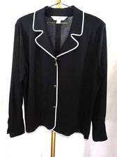 MING WANG WOMEN BLACK BUTTON JACKET SZ XL