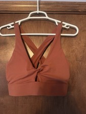 Fabletics Medium Rust Colored Oasis Twist Front Sports Bra