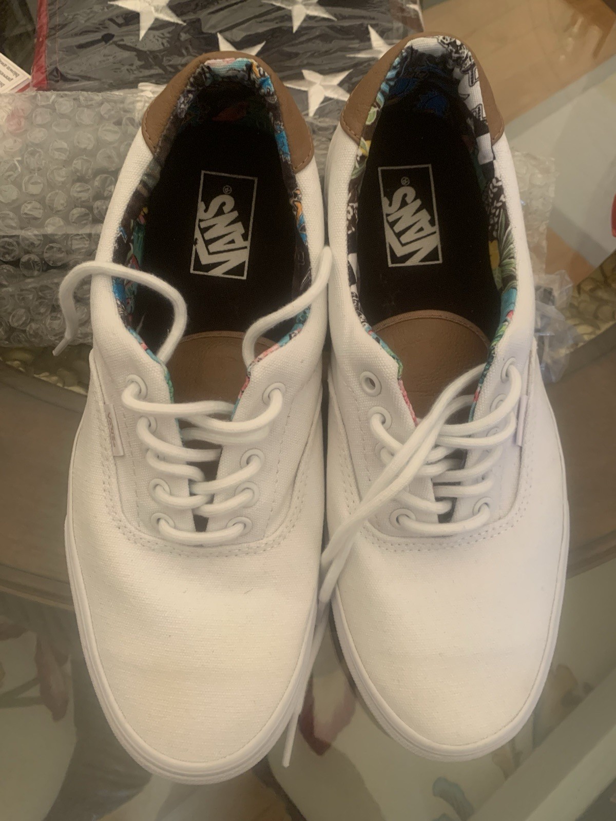 Vans Off The Wall Era 59 White Canvas Shoes Low Top Floral Size M