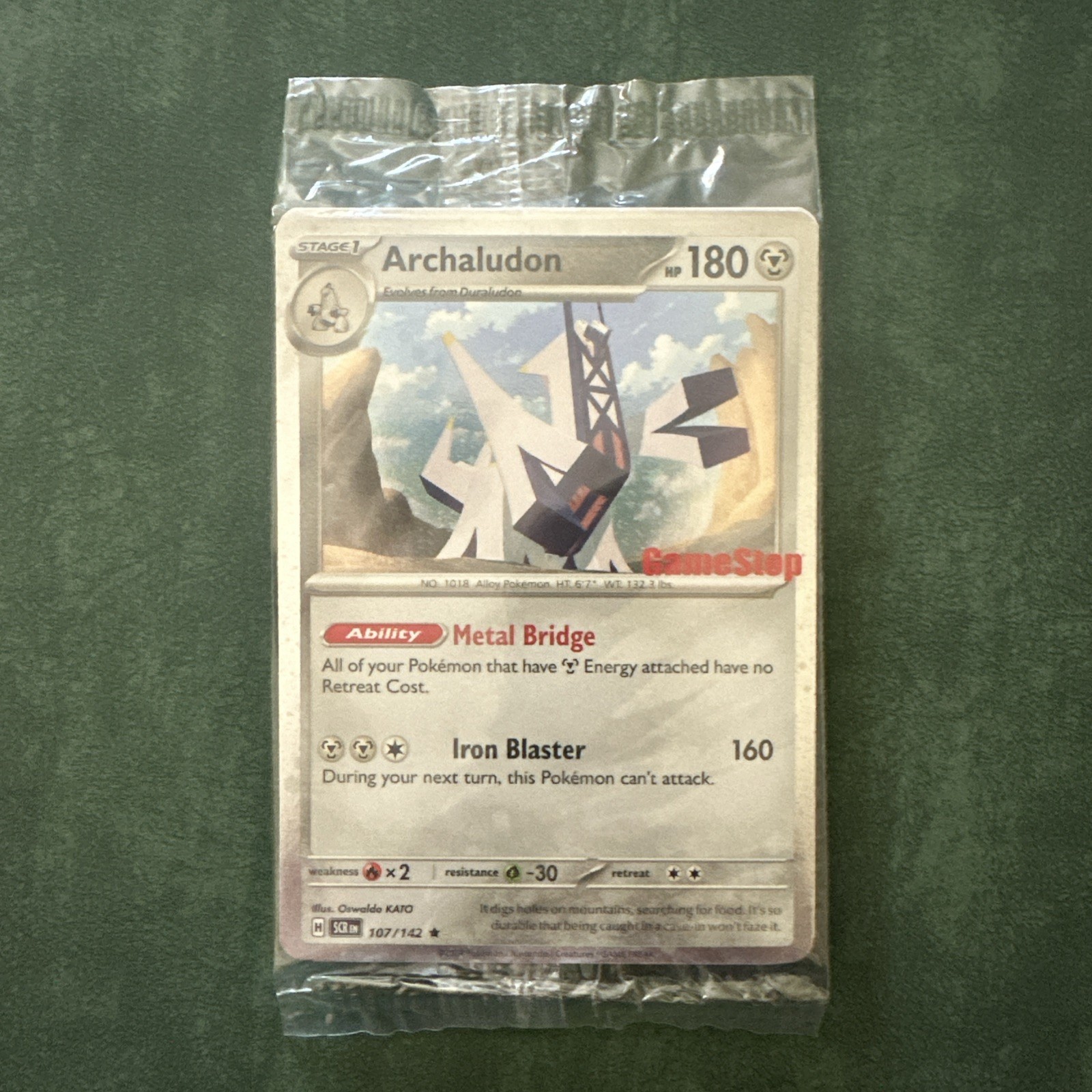 Pokémon TCG Stellar Crown Archaludon 107/142 GameStop Promo SEALED Cosmos Holo