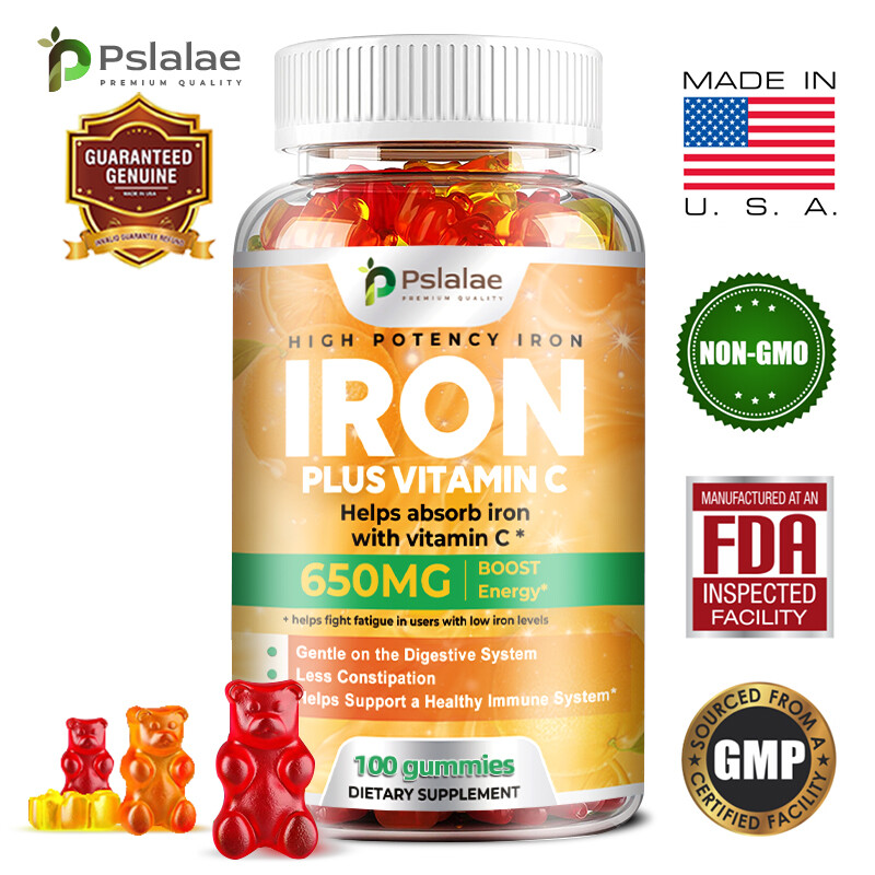 Iron Supplements 650Mg - With Vitamin C - Absorbs Easily Raise Hemoglobin Levels