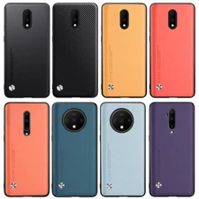 For OnePlus7 7Pro 7T 1+7t Pro Plain Leather Fabric Coated Rubber hard case cover
