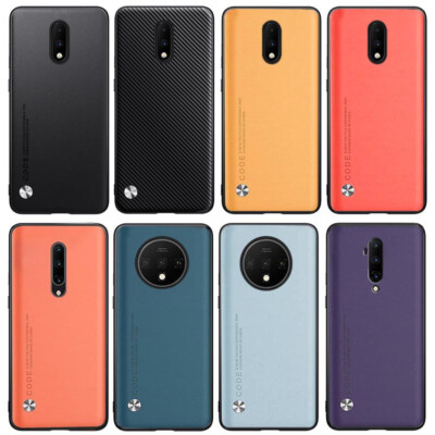 For OnePlus7 7Pro 7T 1+7t Pro Plain Leather Fabric Coated Rubber hard case cover